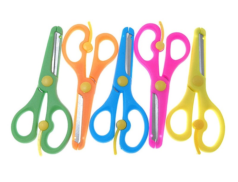 Kinteshun Children Scissors,Kidsâ€™ Artwork Blunt Tip Anti-Pinch Shears Students Cutter Scissors for DIY Handcraft Projects(5pcs) - Image 4